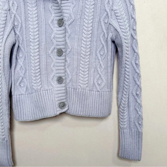 Zara Womens Medium Cable Lilac Silver  Thread Cropped Cardigan - Picture 6 of 14